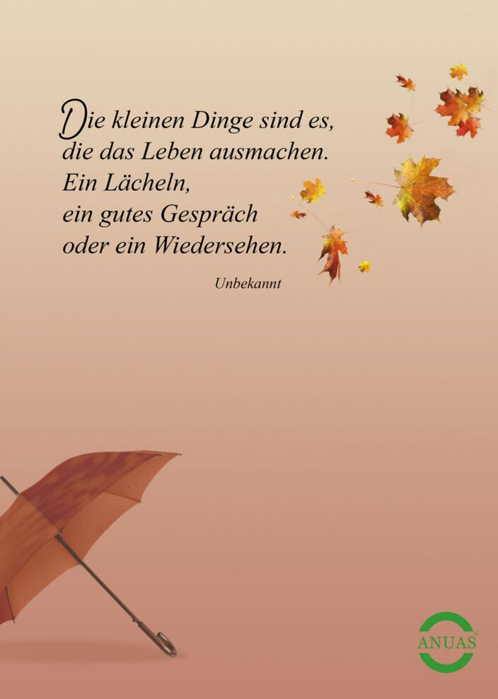 Sinnspruchkarte mit Spruch und Regenschirm