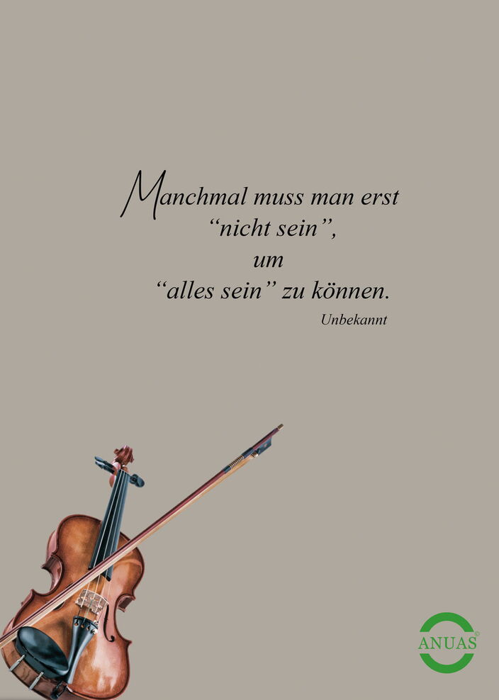 Sinnspruchkarte mit Spruch und Geige