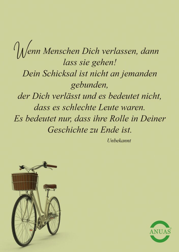 Sinnspruchkarte mit Spruch und Fahrrad