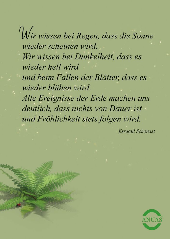 Sinnspruchkarte mit Spruch und Farn