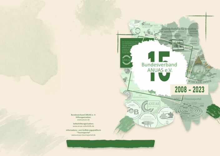 Cover der Publikation 15 Jahre Bundesverband ANUAS e. V. 2008-2023