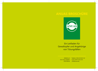 Cover der Broschüre "Ein Leitfaden für Gewaltopfer und Angehörige von Tötungsfällen