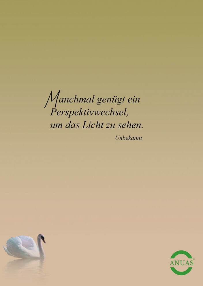 Sinnspruchkarte mit Spruch und Schwan