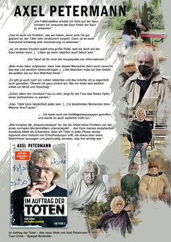 Bild zeigt verschiedene Fotos von Axel Petermann, kurze Zitate und das Cover seines Buches.